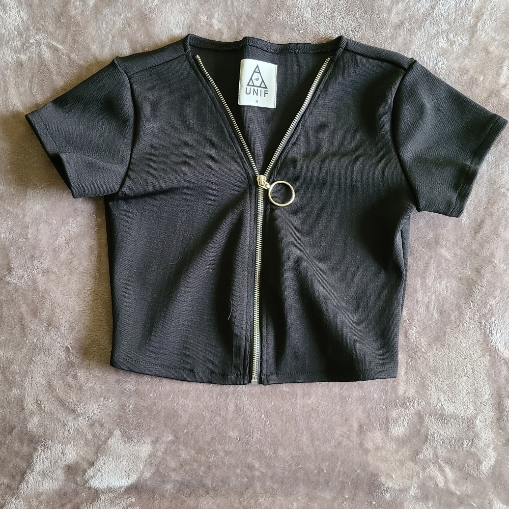 Unif O Zipper Crop Top